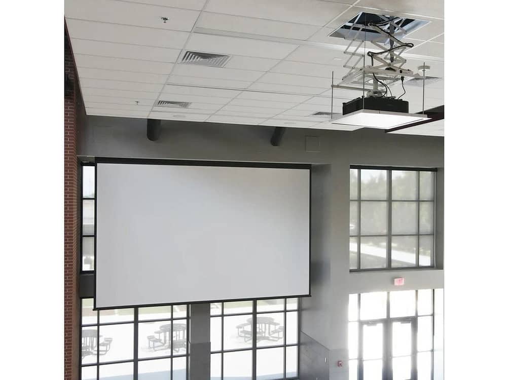 Draper Access XL E projection screen installed in a classroom