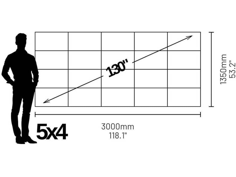 LP7050409S Phase 7680 130" 2.22:1 Cinemascope Video Wall (0.9mm) - size and dimensions diagram