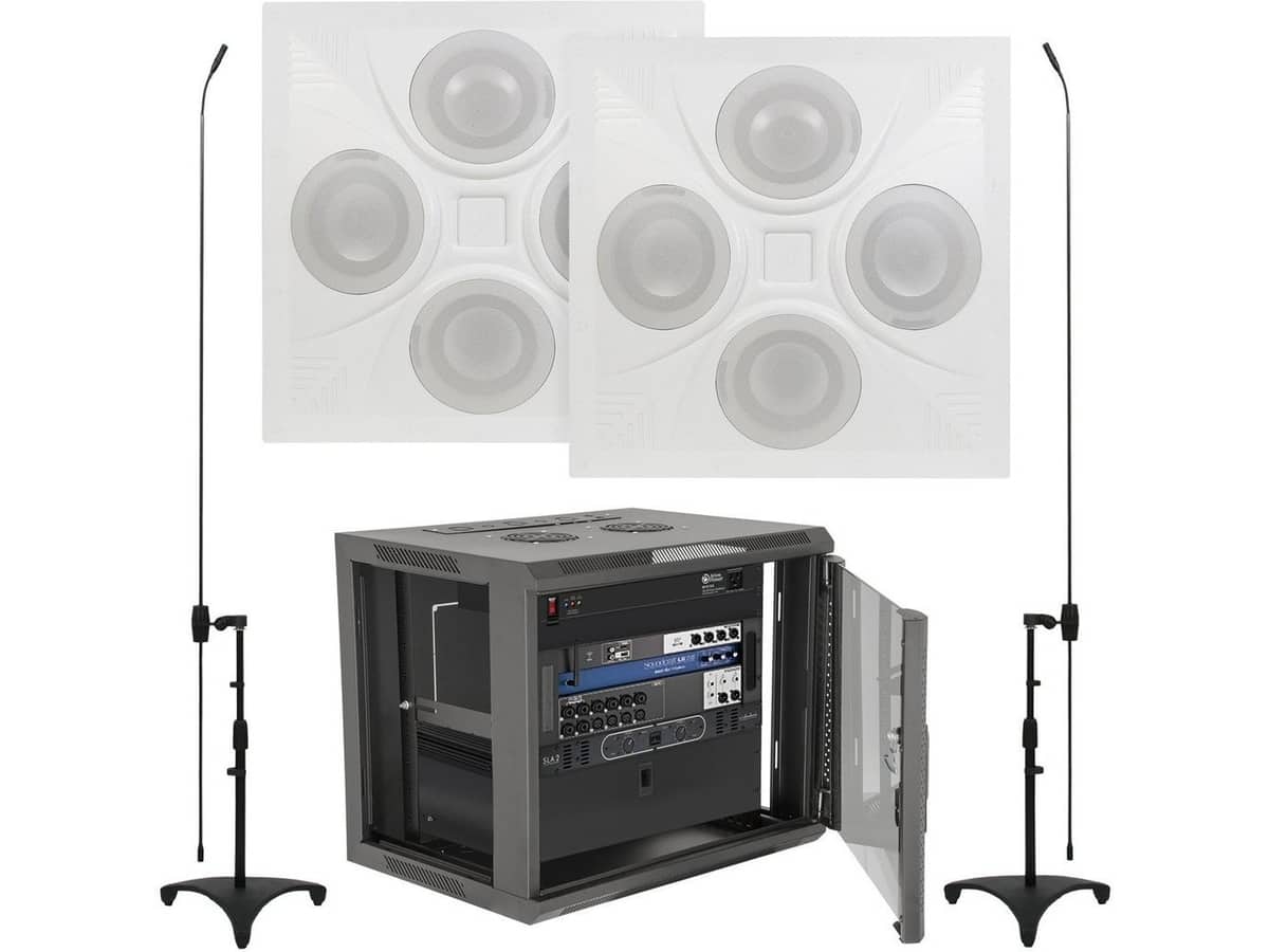 Band Room Sound System with 2 Pure Resonance Audio SD4 Ceiling Speaker Arrays and Soundcraft Ui16 Digital Mixer with Wi-Fi
