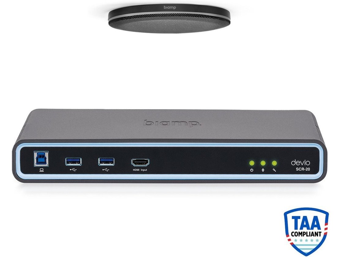 Biamp Devio SCR-20CX Web-Based Conferencing Hub with Ceiling Microphone - Black