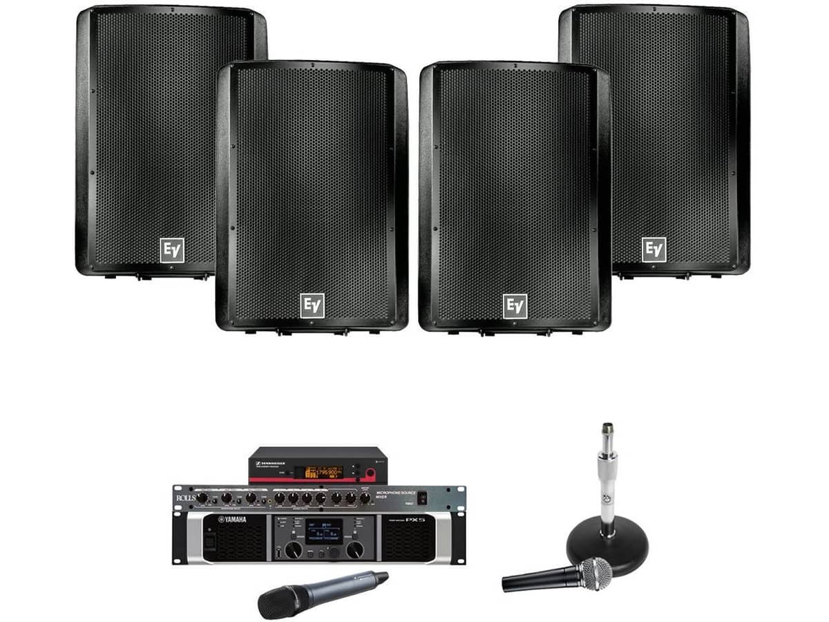 Gymnasium Sound System with 4 Electro-Voice SX300PI Loudspeakers and Yamaha PX5 Power Amplifier