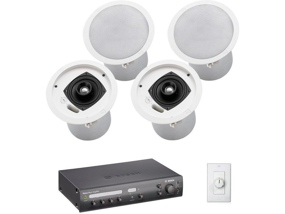 Restaurant Sound System with 4 Electro-Voice EVID C4.2 In-Ceiling Loudspeakers and Bosch PLENA Mixer Amplifier