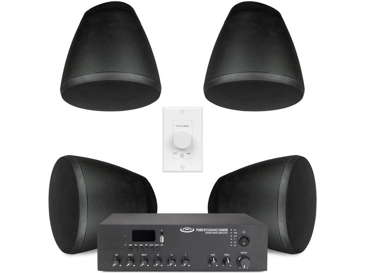 Restaurant Sound System with 4 SoundTube RS42-EZ Pendant Speakers and 60W Mixer Amplifier